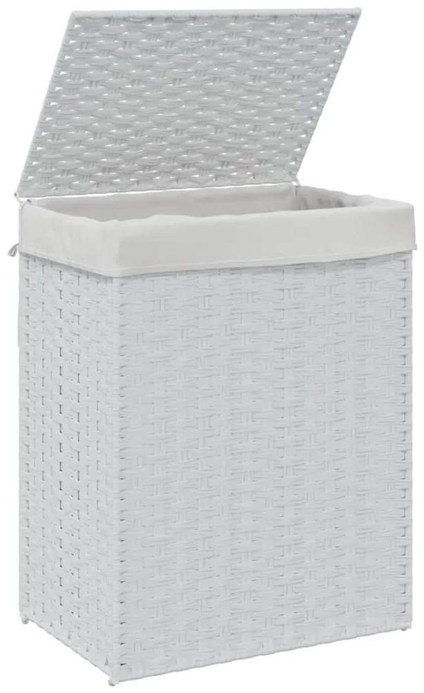 Cesto para roupa suja com tampa 46x33x60 cm vime PE branco