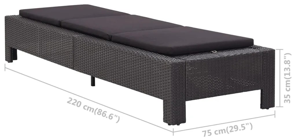 Espreguiçadeira com almofadão vime PE preto