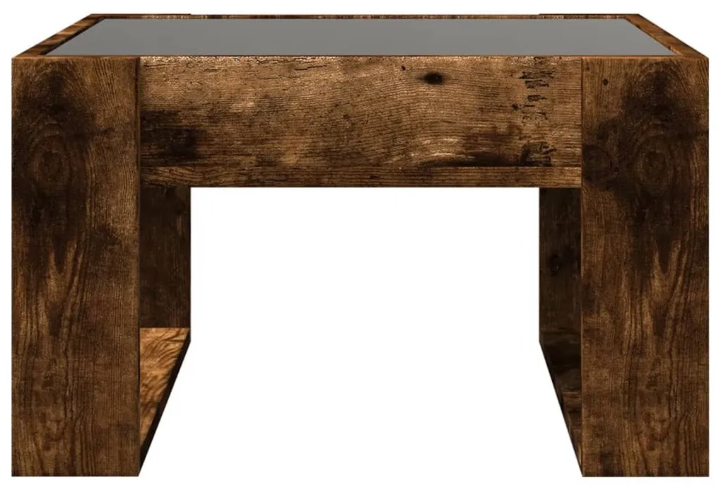 Mesa de centro luzes LED Infinity 50x53x30 cm carvalho fumado