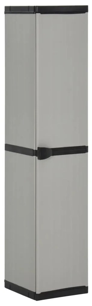 Armário arrumação jardim 3 prateleiras 34x40x168cm cinza/preto
