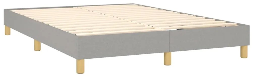 Cama box spring c/ colchão e LED 140x190 cm tecido cinza-claro