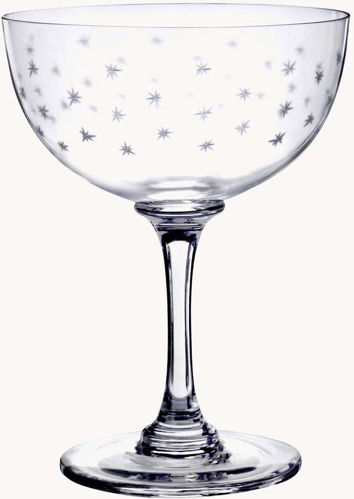 Taças de champanhe em cristal artesanal Stars, conjunto de 6