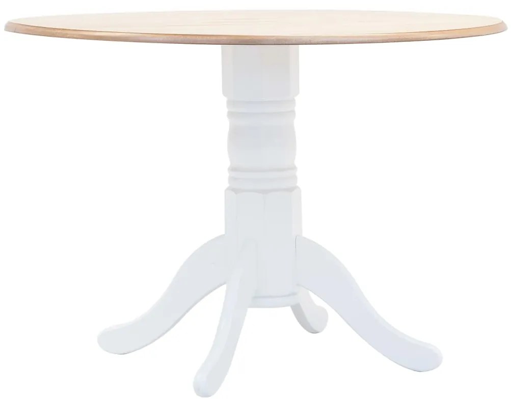 Mesa de jantar 106 cm seringueira maciça branco e castanho