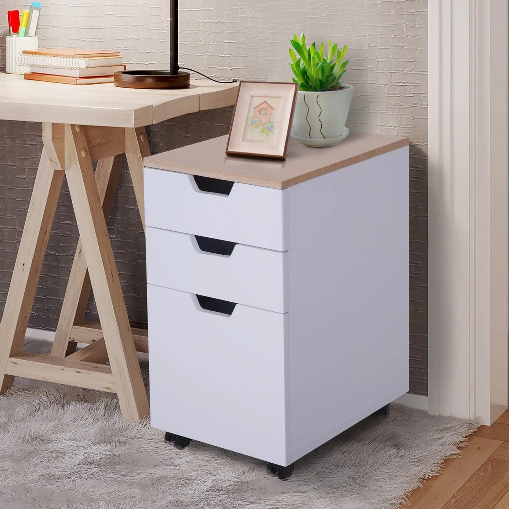 Cómoda tipo de Arquivo Móvel para Organizar Documentos no Escritório ou em Casa - Cor: Branco - 34x40x60.5cm