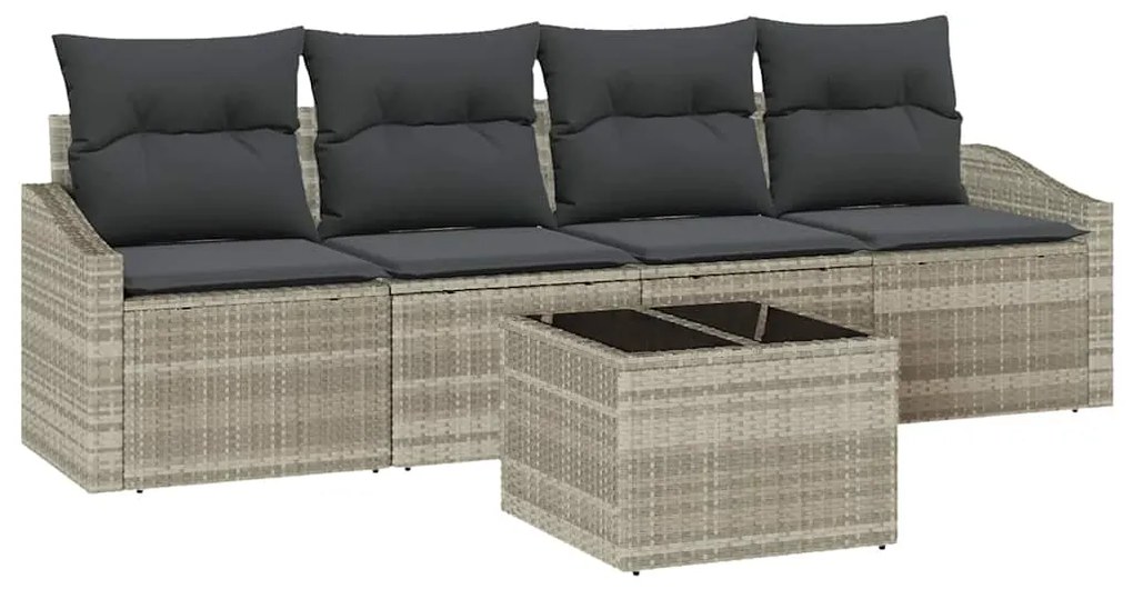 Conjunto de Jantar pra Jardim com 5 Peças e Almofadas Cinza Claro em R