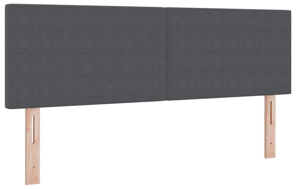 Cama Box com Colchão Cinza Escuro 160x200 cm Tecido de Veludo Cotelê