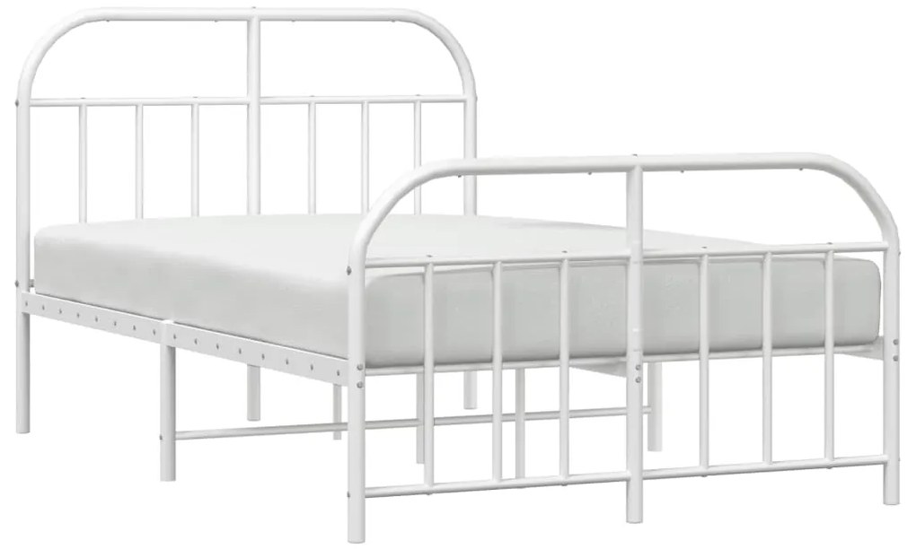 Estrutura de cama com cabeceira e pés 120x200 cm metal branco