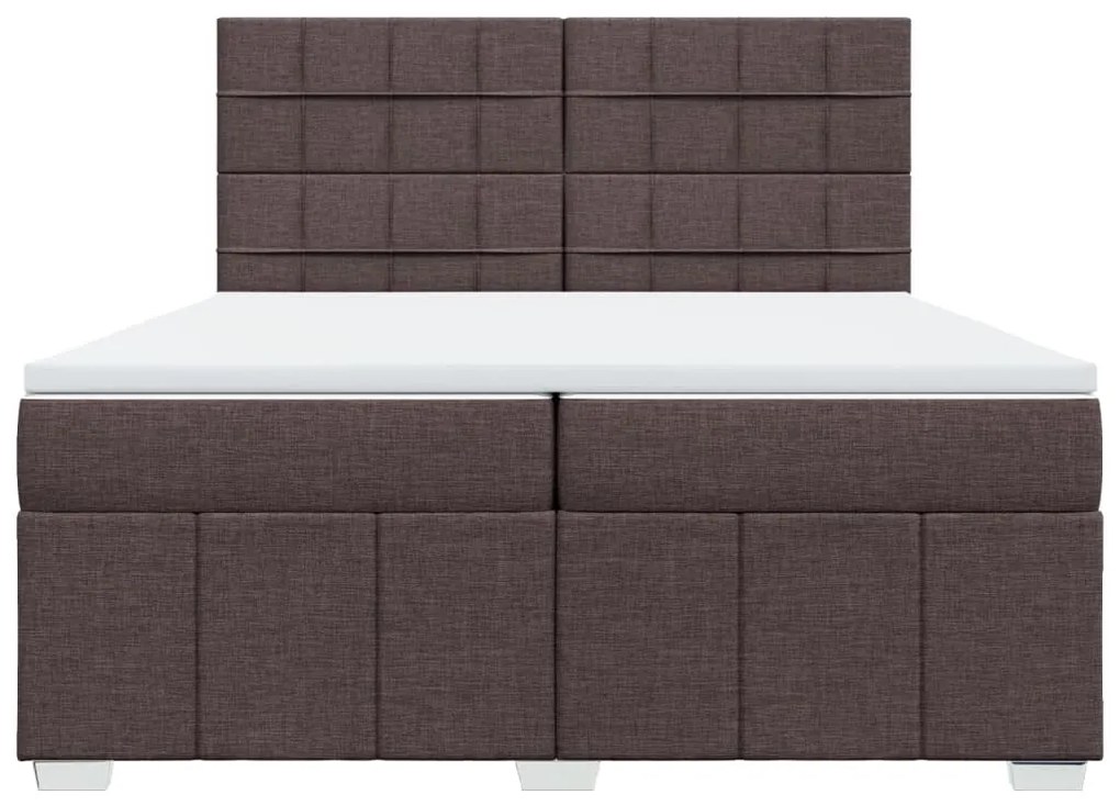 Cama com molas/colchão 200x200 cm tecido castanho-escuro