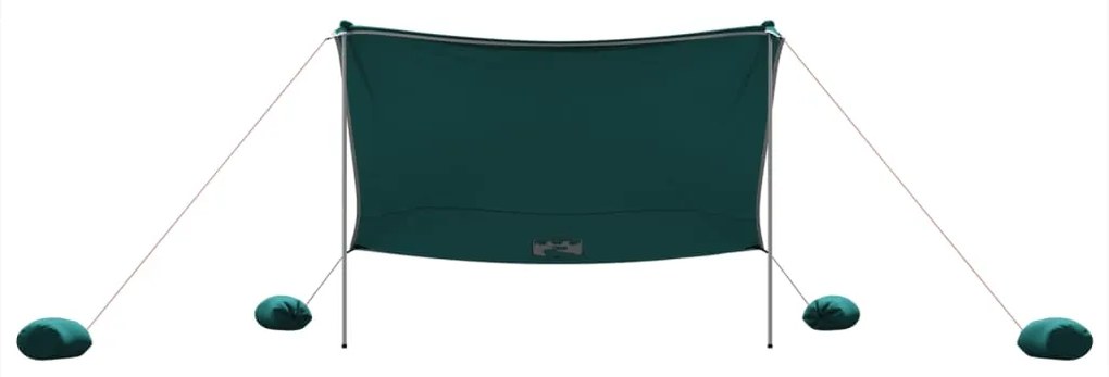 Toldo de praia com âncoras de areia 304x300 cm verde