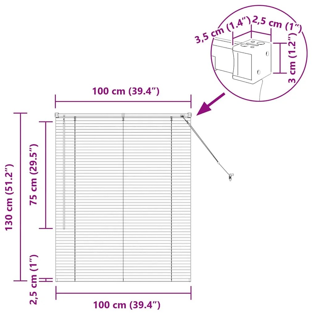 Persiana de Janela com cortinas Outros Manual Preto 100 x 130 cm Alumí