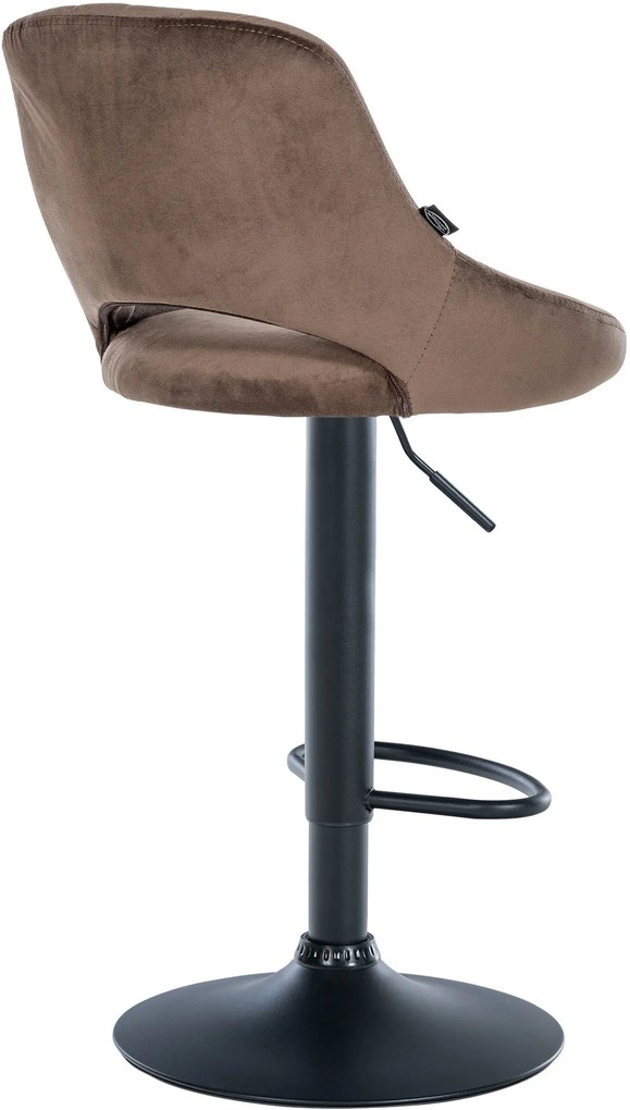 Banco alto Milet em veludo com estrutura preta 85-106 x 47 x 48 cm Castanho