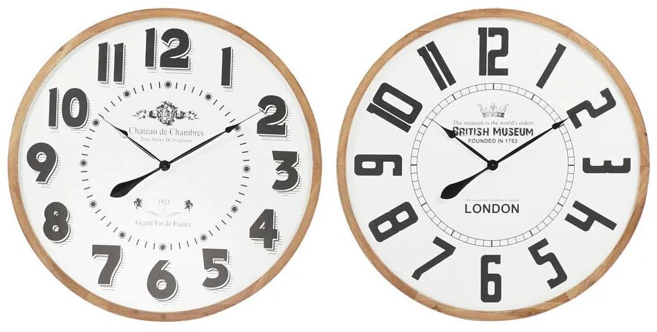 Relógio de Parede DKD Home Decor Branco Castanho Preto Madeira MDF (2 pcs) (80 x 4.5 x 80 cm)