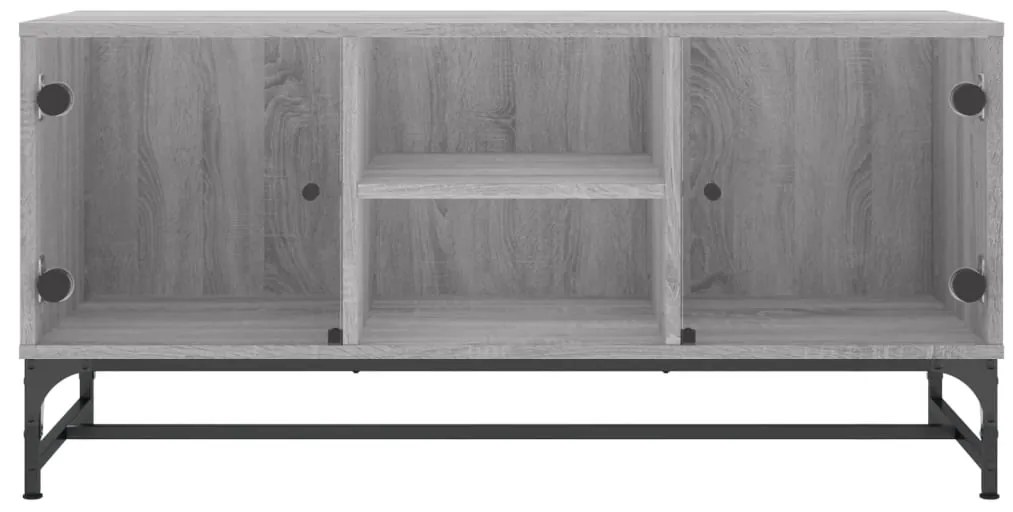 Móvel de TV c/ portas de vidro 102x37x50 cm cinza sonoma