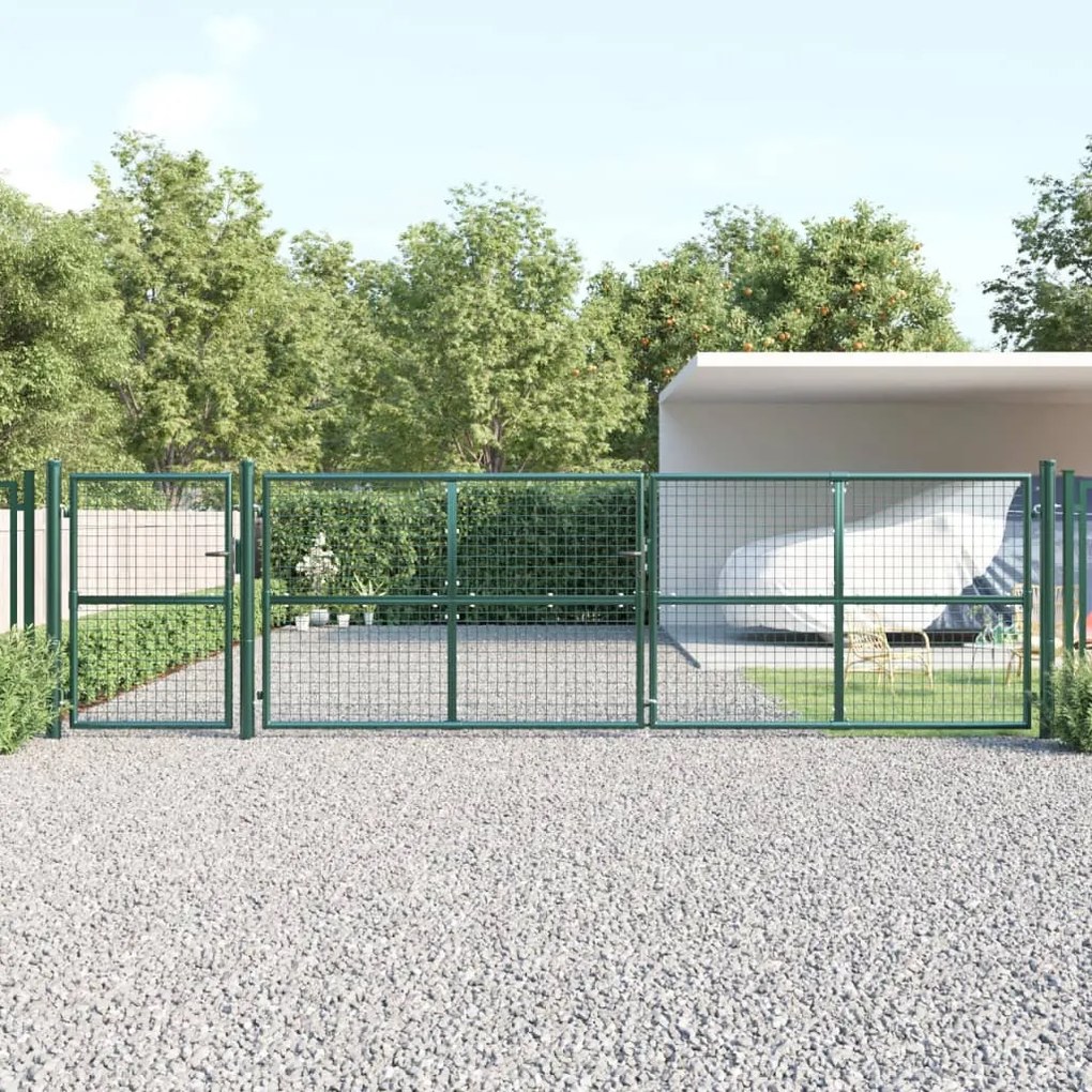Portão de rede para jardim 500x175 cm aço galvanizado verde