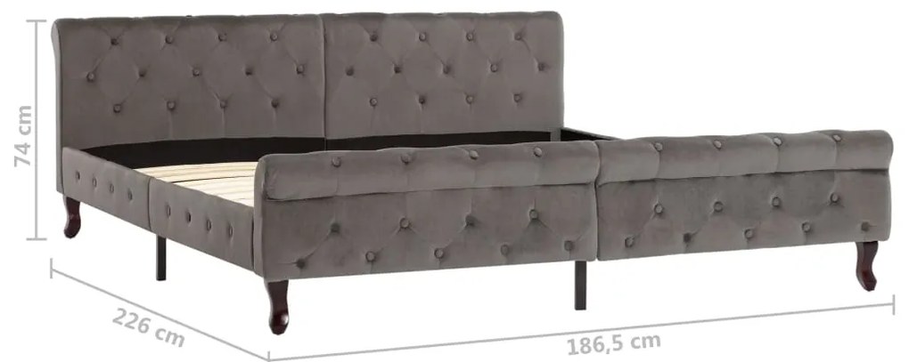 Estrutura de cama 180x200 cm veludo cinzento
