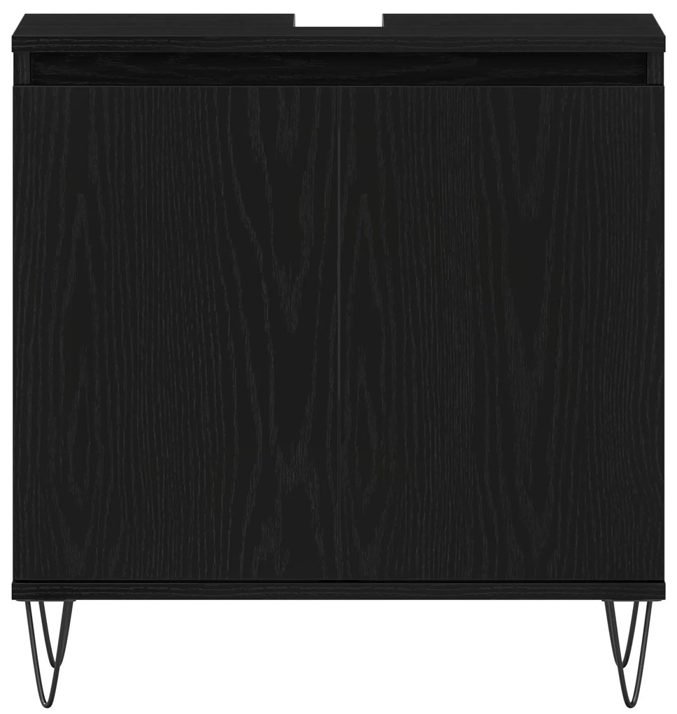 Armário de Pia de Banheiro vidaXL Carvalho Preto 58x33x60 cm Madeira E