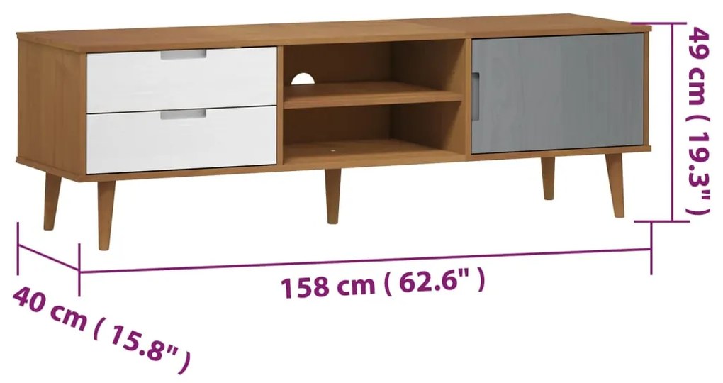 Móvel de TV Eva em Pinho Maciço - Design Escandinavo