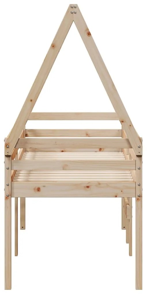 Cama alta com telhado 75x190 cm pinho maciço