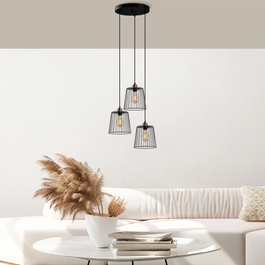 Candeeiro Chandelier Pirlo – Preto Antigo – 50 x 50 x 114 cm