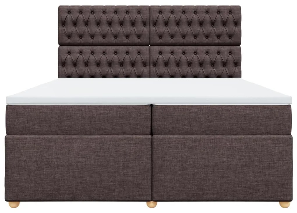 Cama com molas/colchão 200x200 cm tecido castanho-escuro