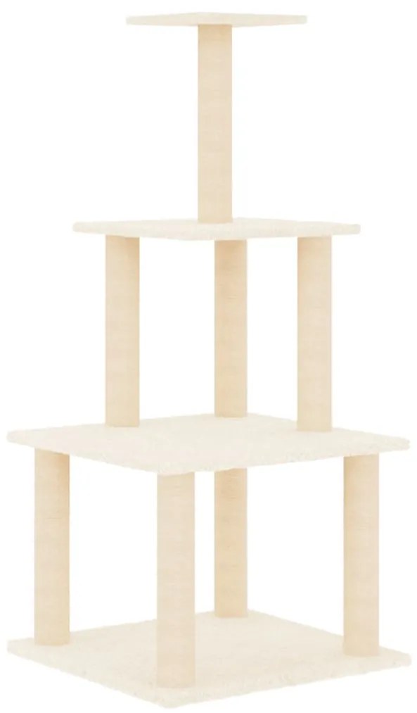 Árvore p/ gatos c/ postes arranhadores sisal 111 cm cor creme