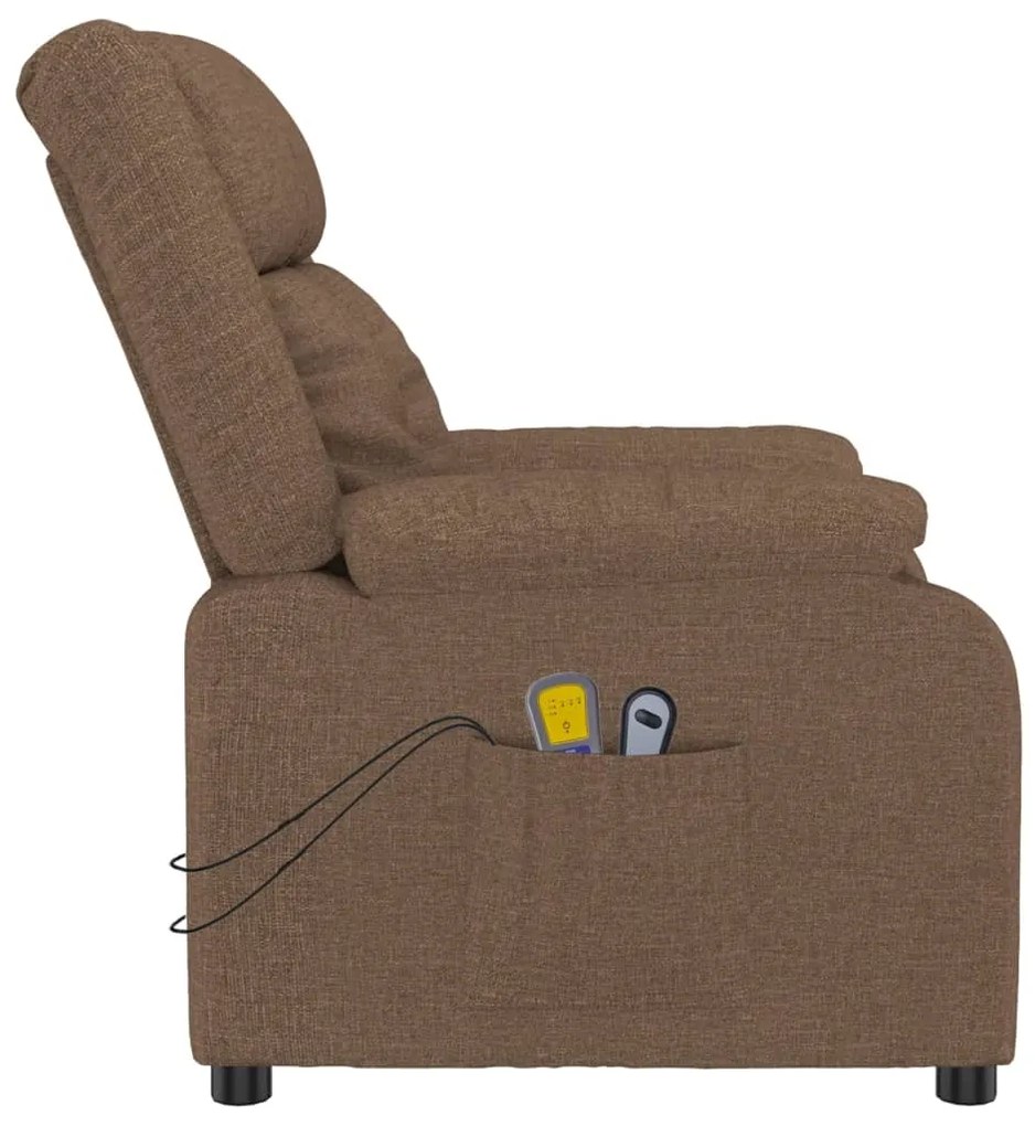 Poltrona de massagens elétrica reclinável tecido castanho