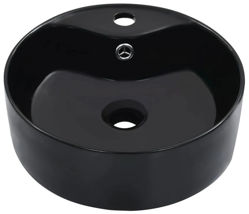 Lavatório com extravasamento 36x13 cm cerâmica preto