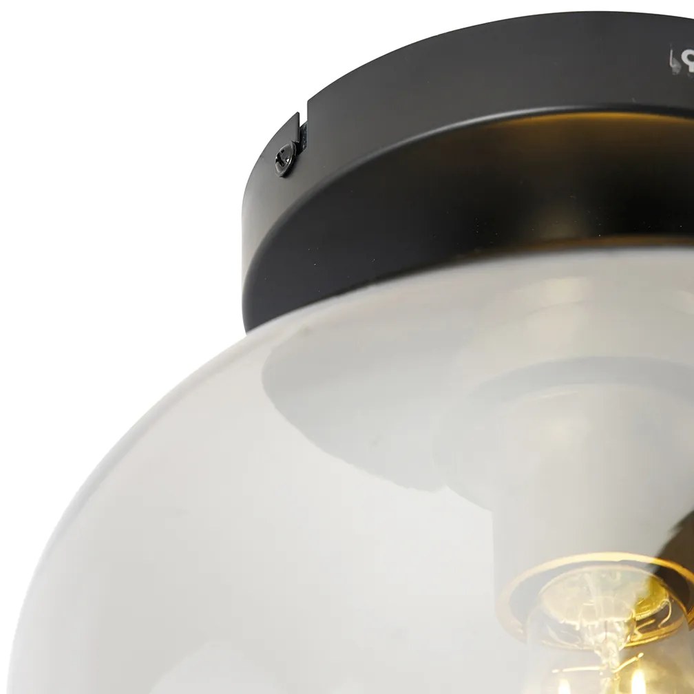 LED Candeeiro de teto inteligente preto com dourado e vidro fumê incl. Wifi A60 - Zuzanna Design