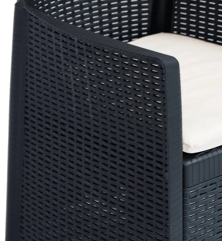 Conj. jantar p/ exterior 5 pcs plástico antracite aspeto vime