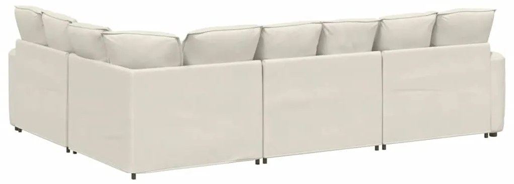 Sofá modular com almofadas veludo creme