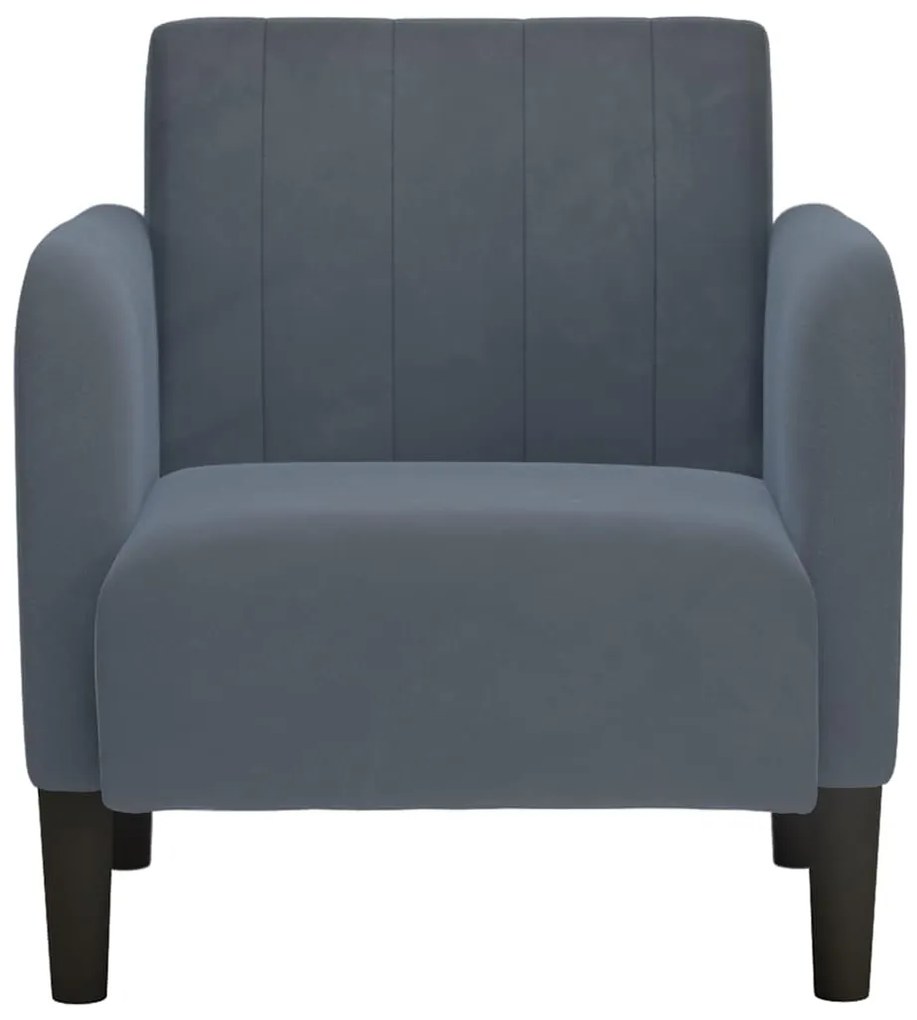Poltrona com apoio de braços 54 cm veludo cinzento-escuro