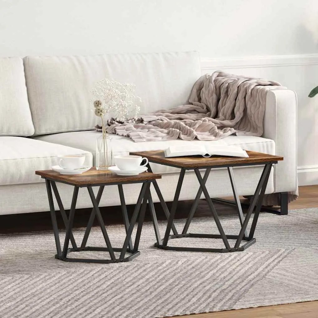 vidaXL Conjunto de mesas de apoio 2 pcs Carvalho Defumado