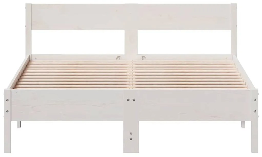 Cama sem colchão 150x200 cm madeira de pinho maciça branco