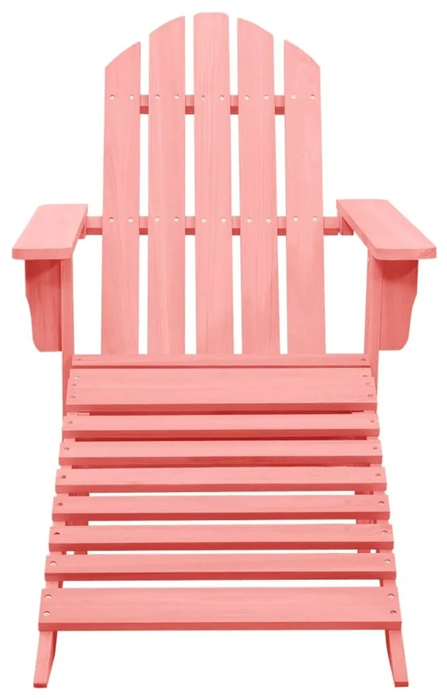 Cadeira Adirondack para jardim com otomano abeto maciço rosa
