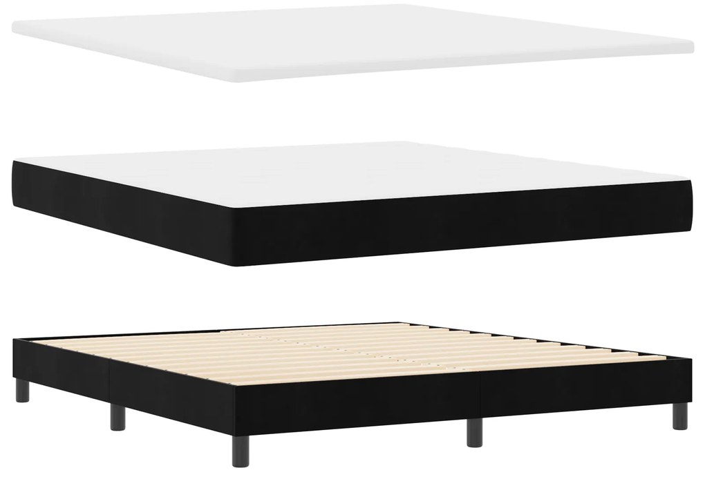 Cama Box com Colchão vidaXL Preto Super King Veludo