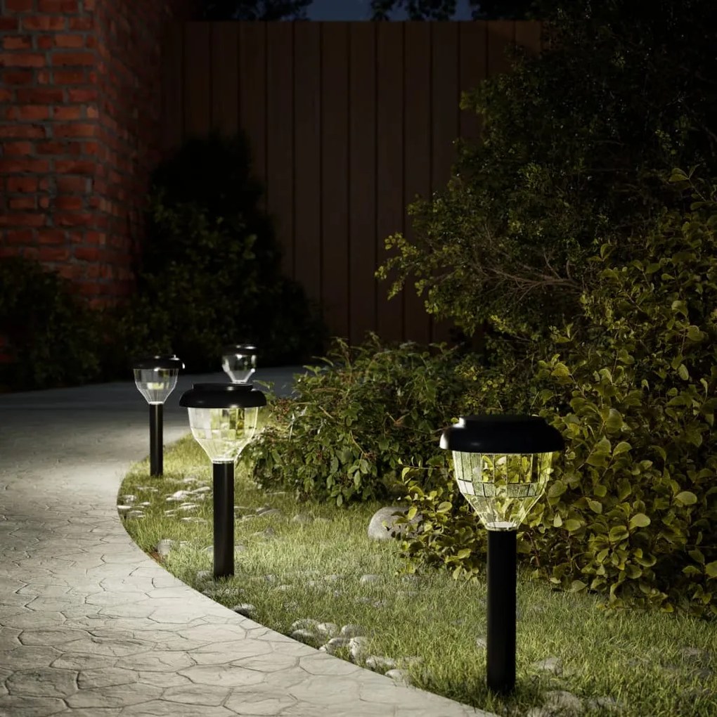 vidaXL Luzes solares p/ caminhos c/ espigões 4 pcs branco quente e RGB