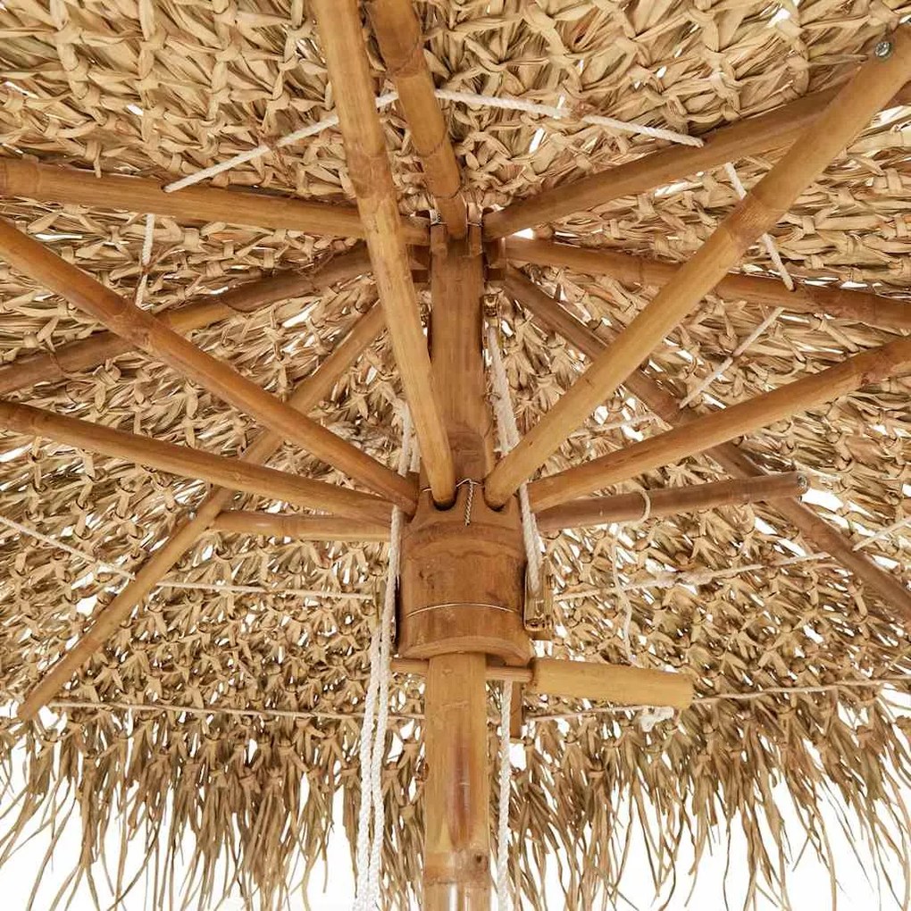 Guarda-chuva Tiki com dossel de folha de bananeira 240 cm Bambu