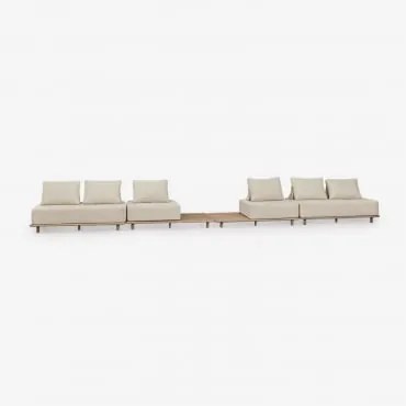 Conjunto De Sofá Modular Portet De Jardim Com 4 Peças E Mesa Lateral Em Acácia Gardénia Branco - Sklum