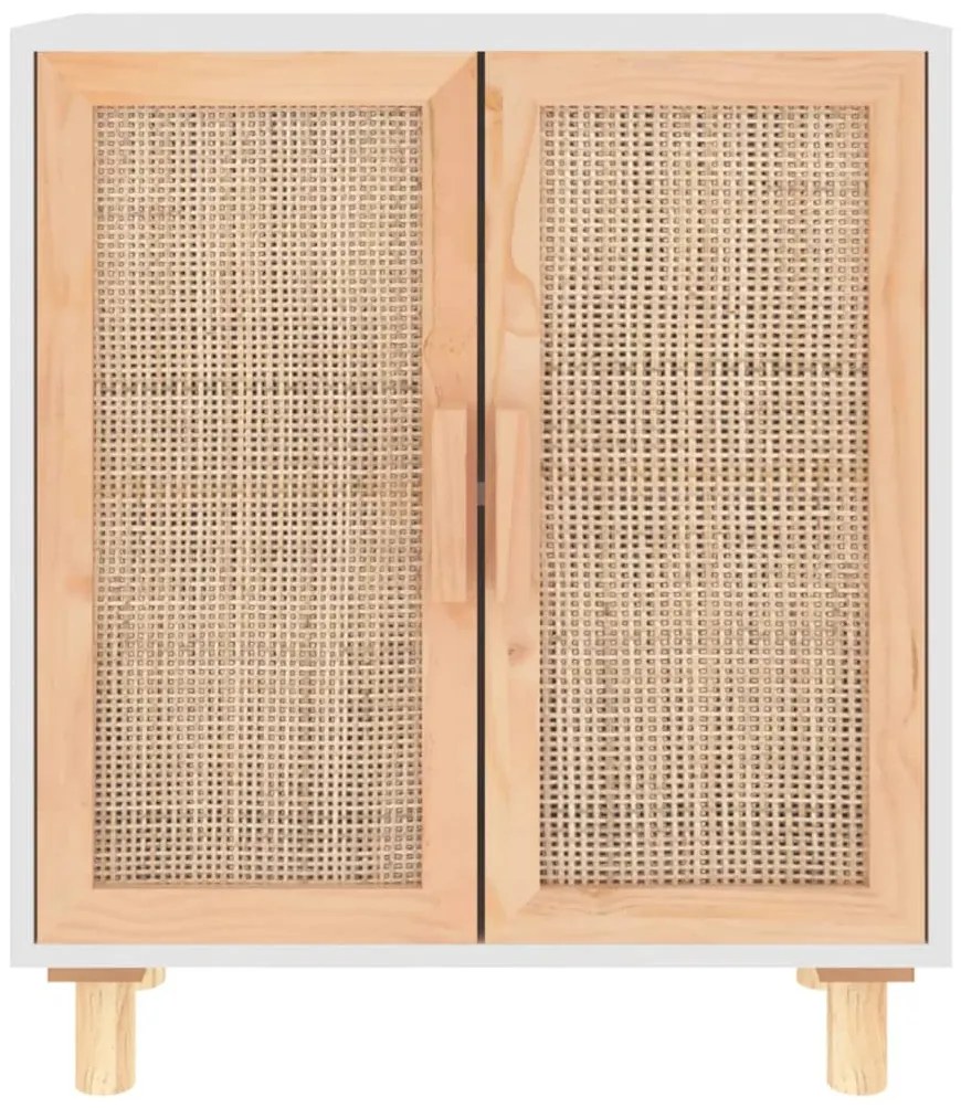 Aparador 60x30x70 cm madeira pinho maciça/vime natural branco