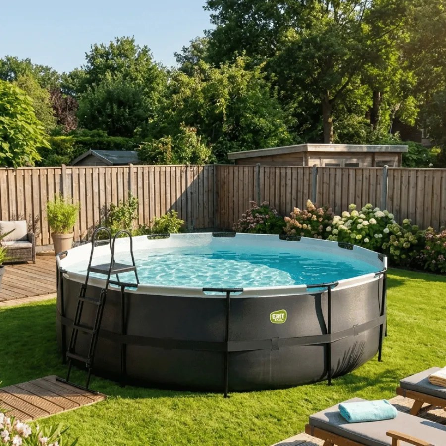 Piscina redonda Black Leather  ø450x122cm com bomba de filtragem - preta