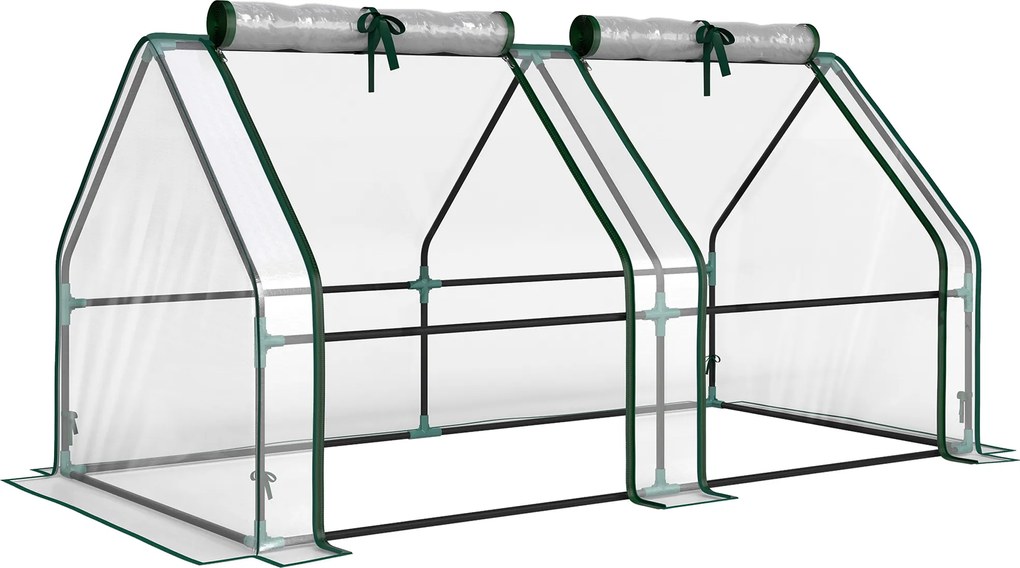 Outsunny Estufa com janela de zíper, estufa de filme plástico resistente ao inverno em aço 180 x 90 x 90 cm Transparente | Aosom Portugal