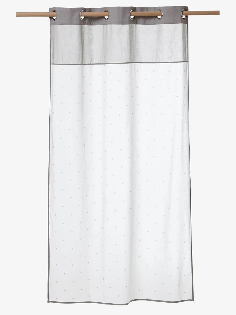 Oferta do IVA - Cortina às estrelas branco / bege-acinzentado
