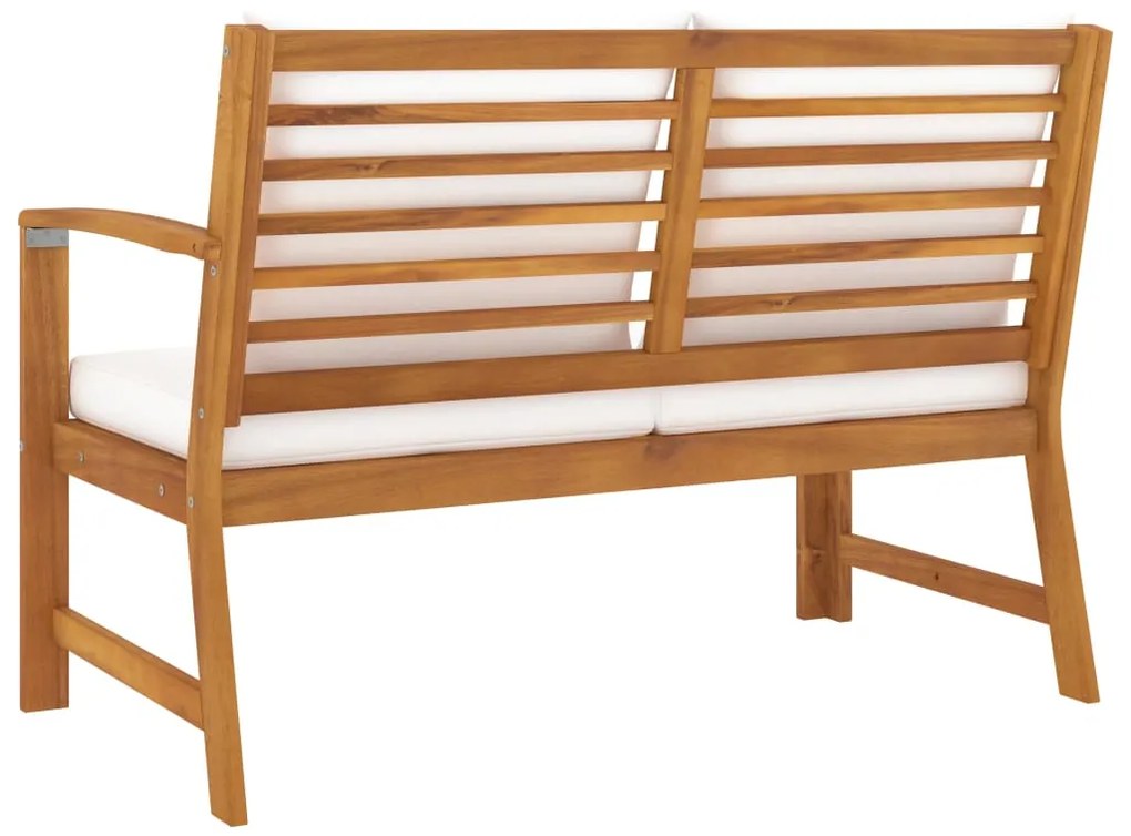 Banco de jardim 114,5 cm com almofadão cor creme acácia maciça