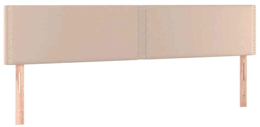 Cabeceira cama c/ LED couro artificial 200x5x78/88cm cappuccino