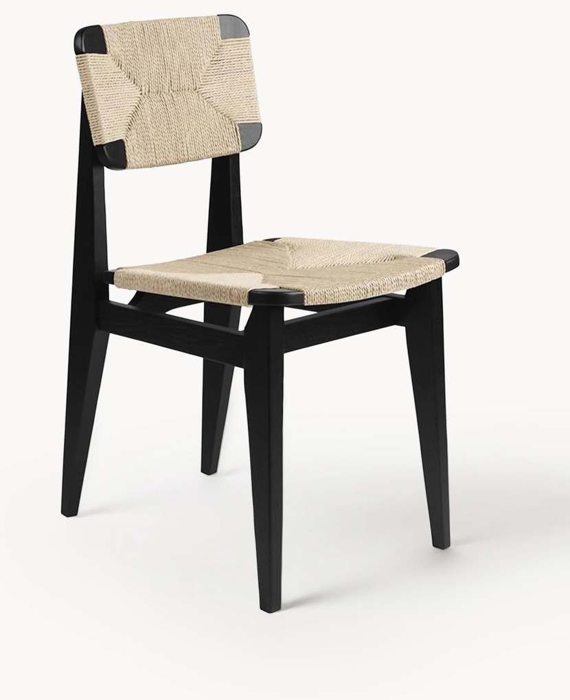 Cadeira de jantar em madeira de carvalho com assento entrançado C-Chair