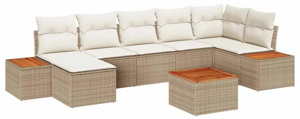 Conjunto de Sofá Modular para Jardim com 8 peças e almofadas em rattan