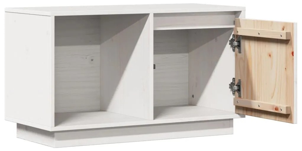 Móvel de TV 74x35x44 cm madeira de pinho maciça branco