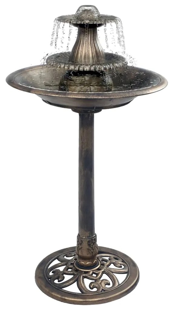 48233 vidaXL Banheira para pássaros com fonte 50x91 cm plástico bronze