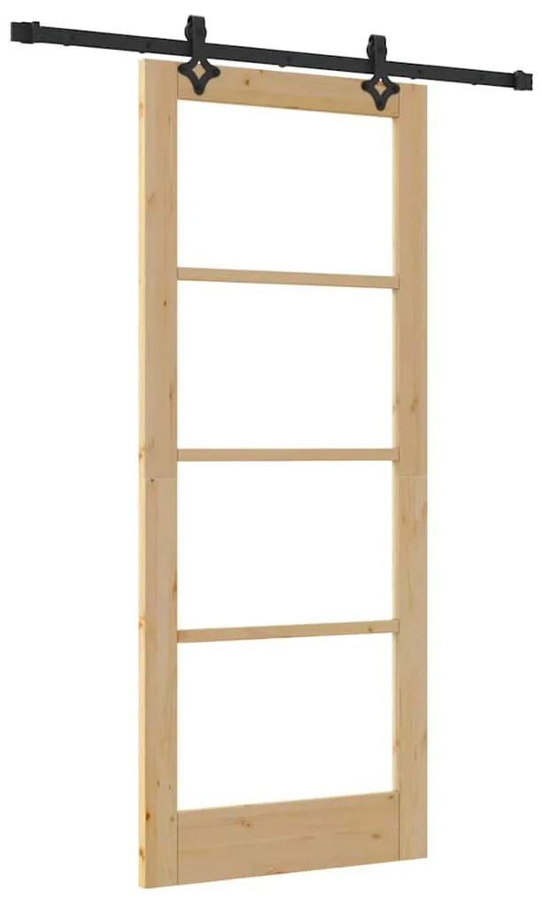 Porta Deslizante vidaXL com Conjunto de Ferragens 83x202 cm Madeira Ma