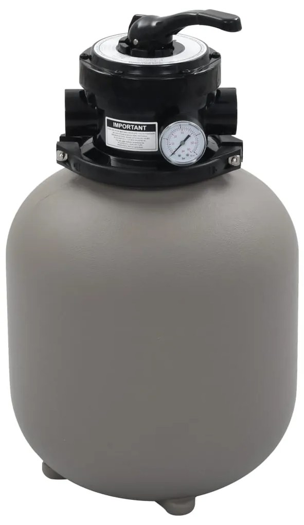 vidaXL Filtro de areia p/ piscina válvula de 4 posições cinzento 350mm